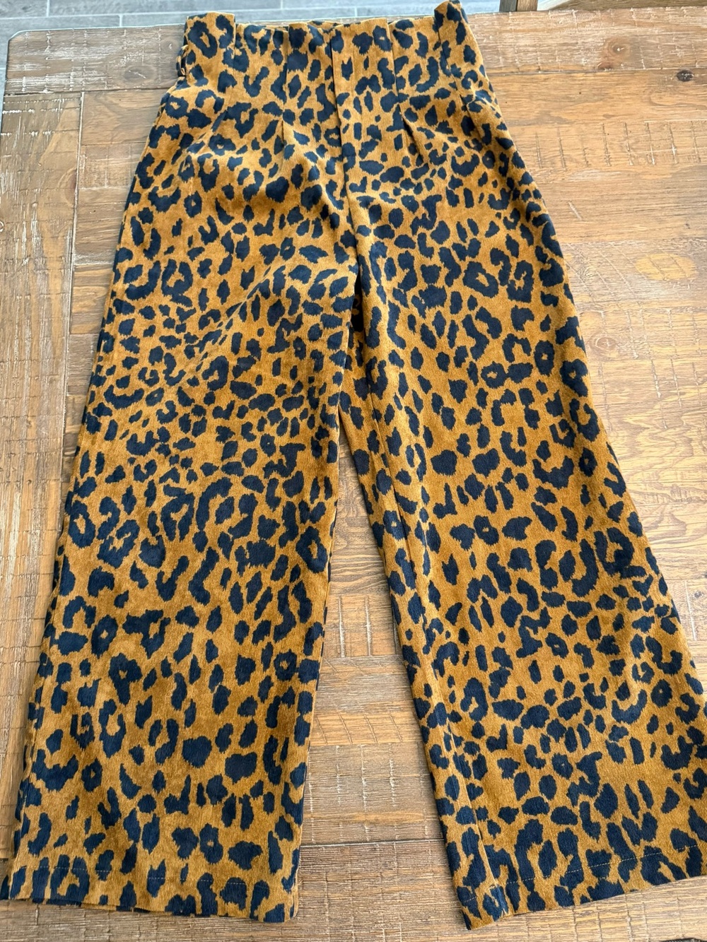 Leopard Print Wide-Leg Women's Pants - Black & Brown